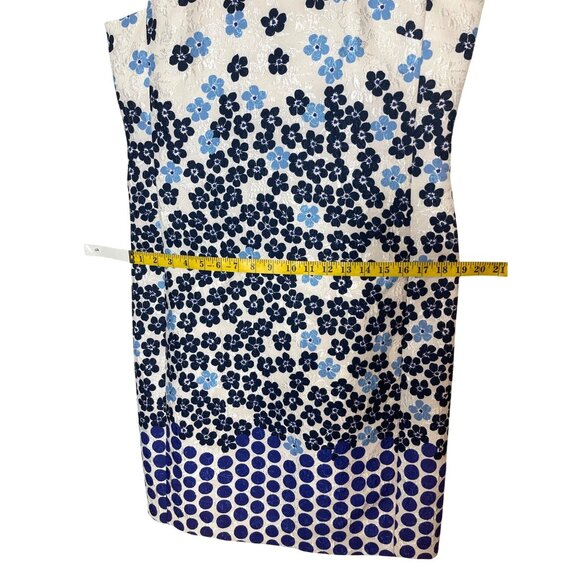 Karl Lagerfeld Paris A-Line Blue White Floral Sleeveless Scoop Neck Dress SZ 12 - Picture 13 of 14